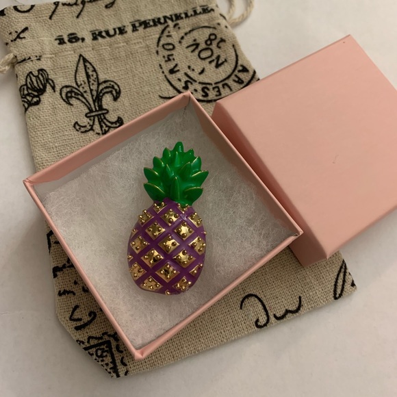 Vintage pineapple pin purple and green - Picture 1 of 1